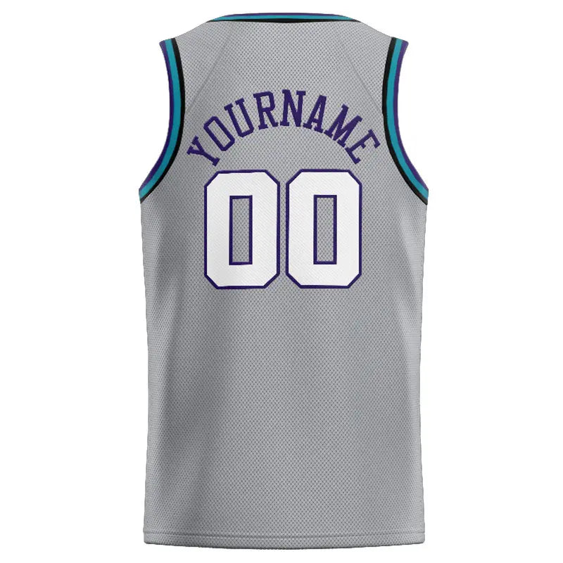 Custom Stitched Basketball Jersey for Men, Women And Kids Gray-Purple-White enthsush