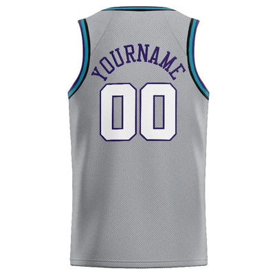 Custom Stitched Basketball Jersey for Men, Women And Kids Gray-Purple-White enthsush