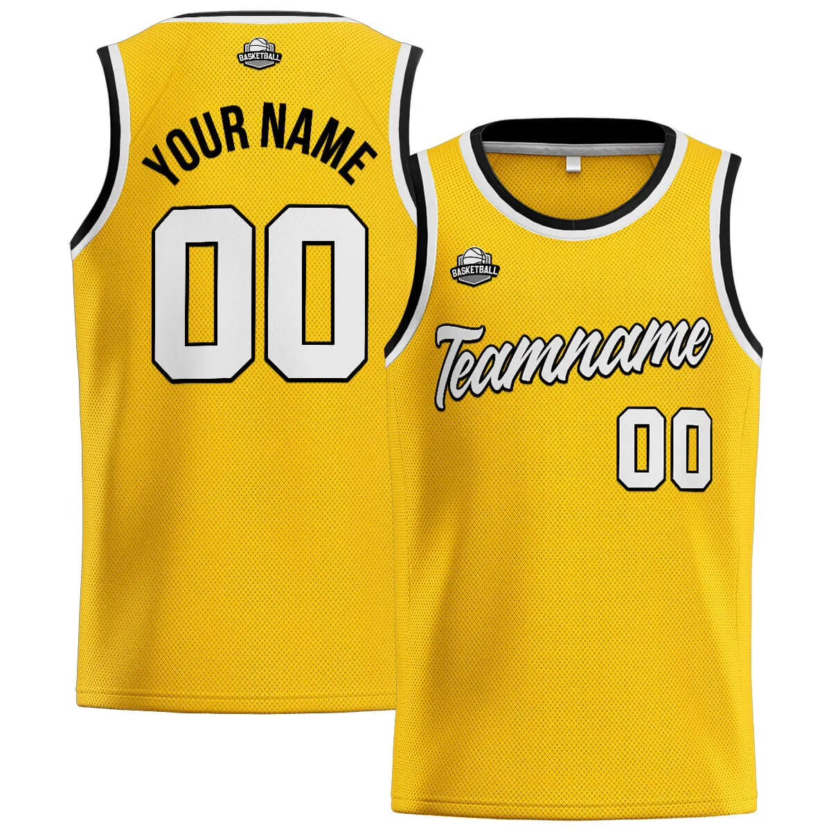 Custom Stitched Basketball Jersey for Men, Women  And Kids Yellow-White-Black enthsush