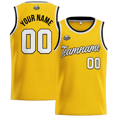 Custom Stitched Basketball Jersey for Men, Women  And Kids Yellow-White-Black enthsush