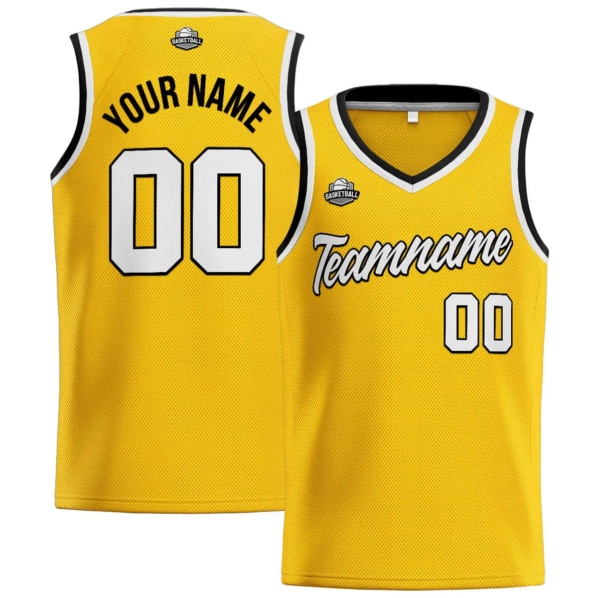 Custom Stitched Basketball Jersey for Men, Women  And Kids Yellow-White-Black enthsush