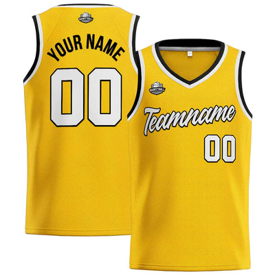 Custom Stitched Basketball Jersey for Men, Women  And Kids Yellow-White-Black enthsush
