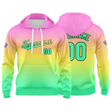 Custom Gradient Hoodie For Man Woman Girl Boy Print Your Logo Name Number Pink  Yellow Green