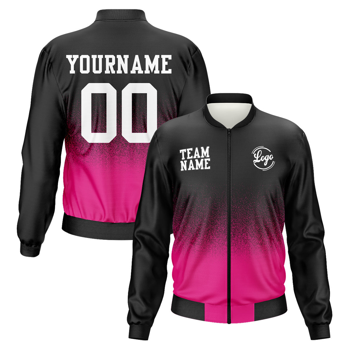 Custom Long Sleeve Windbreaker Jackets Uniform Printed Your Logo Name Number Black-Rose enthsush