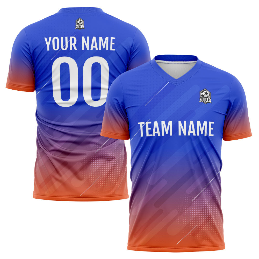 Custom Soccer Jerseys for Men Women Personalized Soccer Uniforms for Adult and Kid Blue&Orange enthsush
