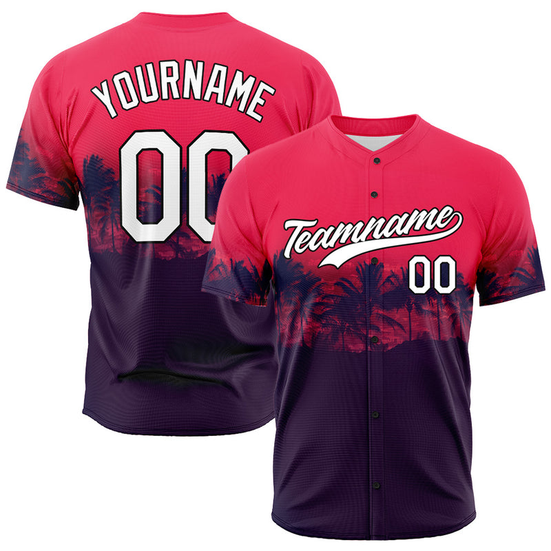 Custom Full Print Design Authentic Baseball Jersey tropical city sunset beach