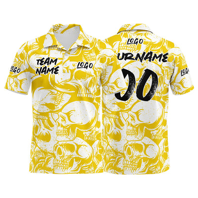 Custom Football Polo Shirts  Add Your Unique Logo/Name/Number Yellow&White enthsush