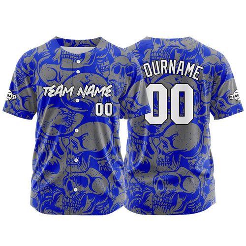 Custom Baseball Jersey Personalized Baseball Shirt for Men Women Kids Youth Teams Stitched and Print Royal&Grey enthsush