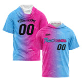 Custom Pink Light Blue Short Sleeve Hoodies for Men Women Shirts with Hoods Printed Name Logo
