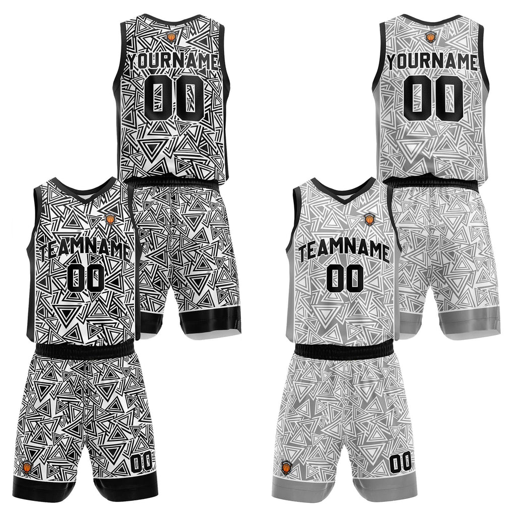 Custom White Black Reversible Basketball Suit for Adults and Kids Personalized Jersey enthsush