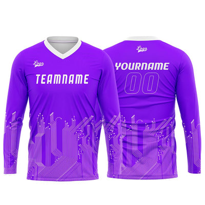 Custom Bright Purple White Basketball Soccer Football Shooting Long T-Shirt for Adults and Kids enthsush