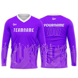 Custom Bright Purple White Basketball Soccer Football Shooting Long T-Shirt for Adults and Kids