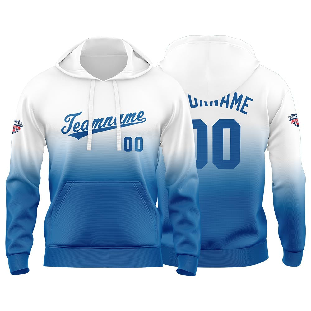 Custom Gradient Hoodie For Man Woman Girl Boy Print Your Logo Name Number White Blue enthsush