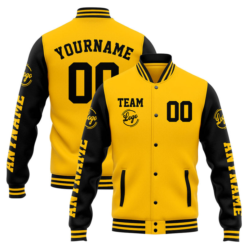Custom Varsity Jacket Letterman jacket for Men, Women and Youth Yellow Black