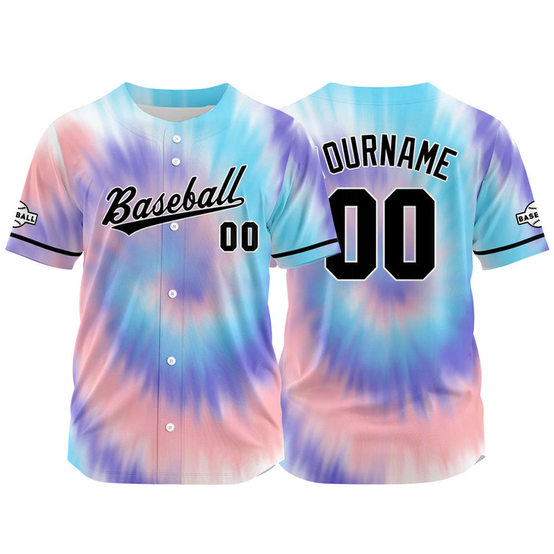 Custom Full Print Design Authentic Baseball Jersey blue-pink-purple