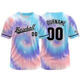 Custom Full Print Design Authentic Baseball Jersey blue-pink-purple