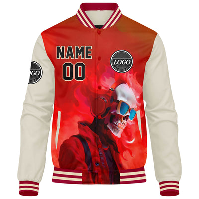Custom Varsity Jacket Letterman jacket for Men, Women and Youth Red Cream enthsush
