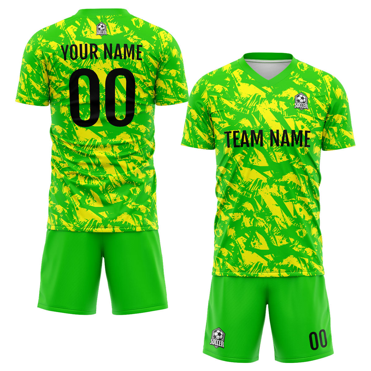 Custom Green Yellow Soccer Jerseys for Men Women Personalized Soccer Uniforms for Adult and Kid enthsush