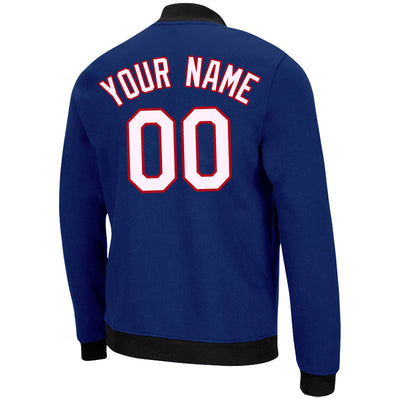 Custom Long Sleeve Windbreaker Jackets Uniform Printed Your Logo Name Number Royal-White-Red enthsush