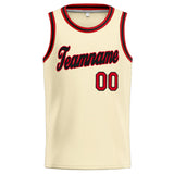 Custom Stitched Basketball Jersey for Men, Women And Kids Cream-Red-Black