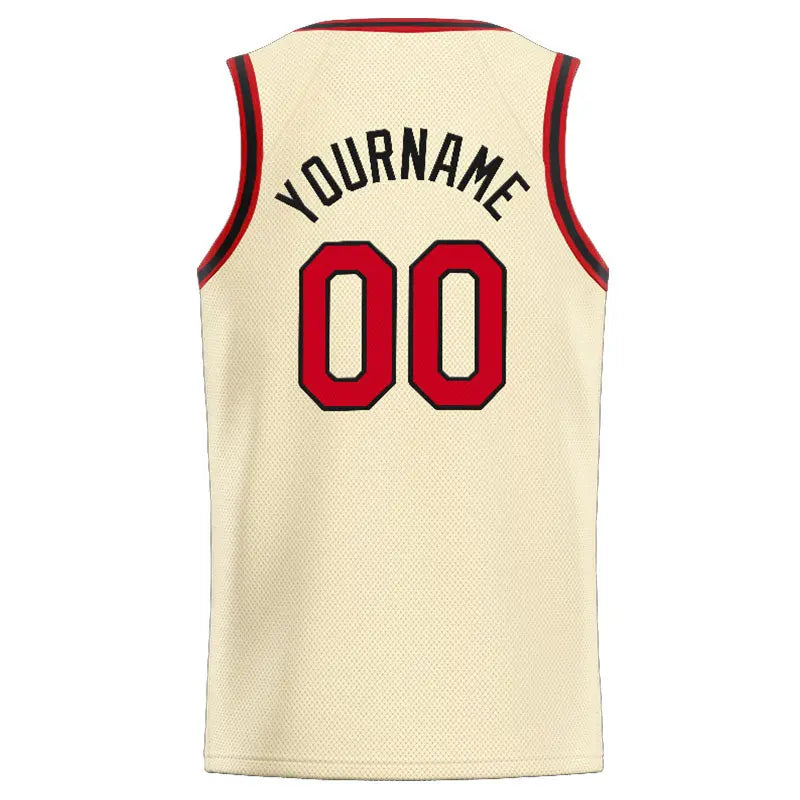 Custom Stitched Basketball Jersey for Men, Women And Kids Cream-Red-Black enthsush
