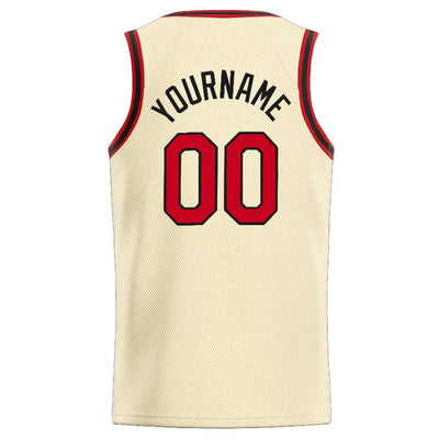 Custom Stitched Basketball Jersey for Men, Women And Kids Cream-Red-Black enthsush