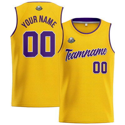 Custom Stitched Basketball Jersey for Men, Women  And Kids Yellow-Purple enthsush