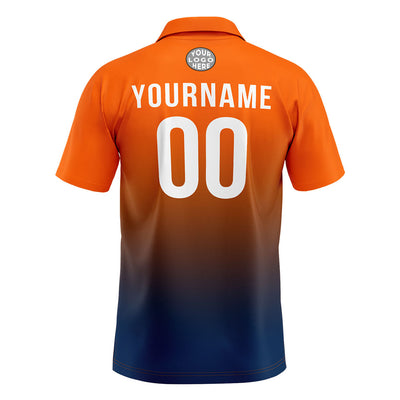 Custom Orange Navy Football Polo Shirts Add Your Unique Logo/Name/Number enthsush