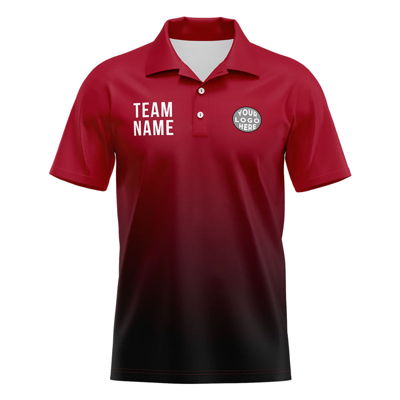 Custom Red Black Football Polo Shirts Add Your Unique Logo/Name/Number