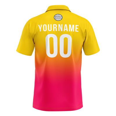 Custom Yellow Hot Pink Football Polo Shirts Add Your Unique Logo/Name/Number enthsush