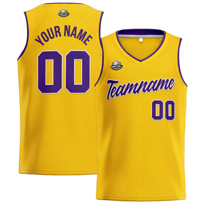 Custom Stitched Basketball Jersey for Men, Women  And Kids Yellow-Purple enthsush