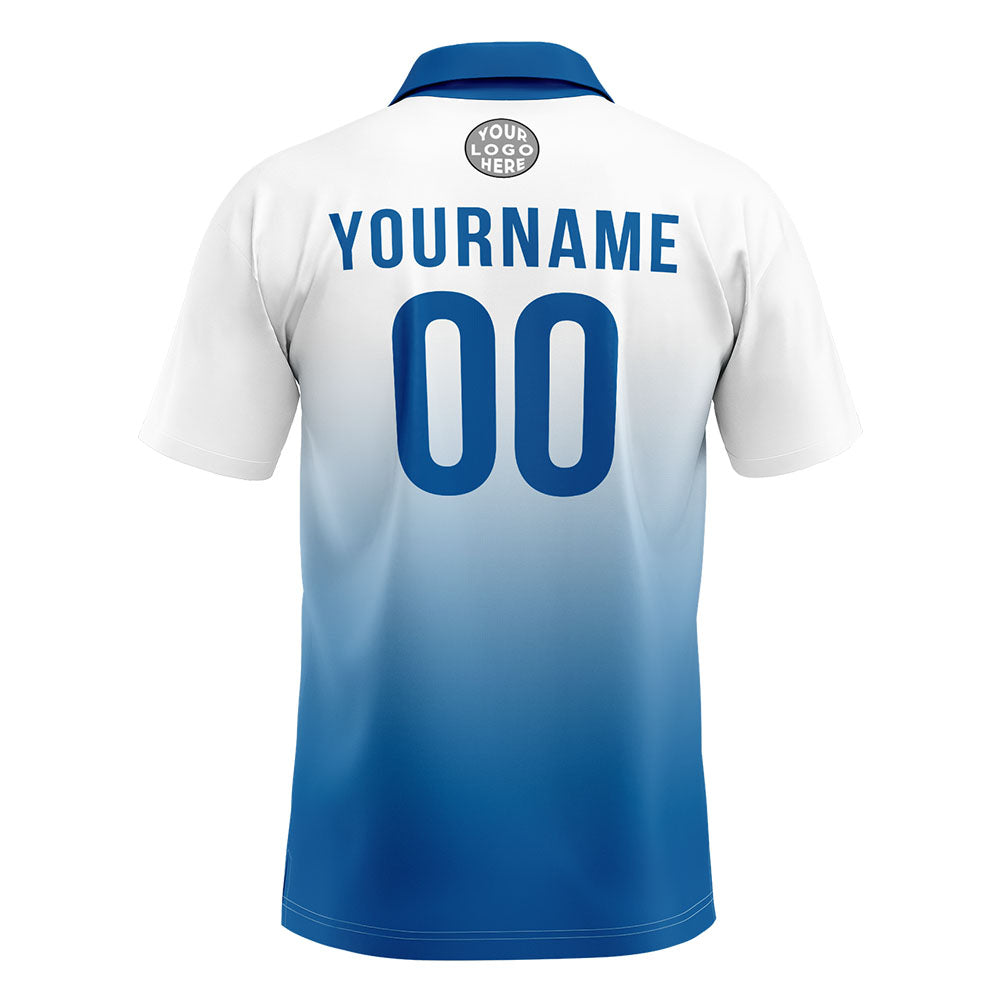 Custom White Blue Football Polo Shirts Add Your Unique Logo/Name/Number enthsush