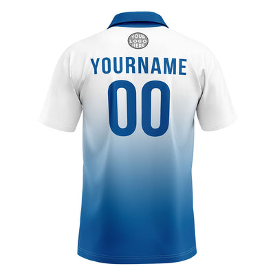 Custom White Blue Football Polo Shirts Add Your Unique Logo/Name/Number enthsush