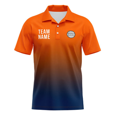Custom Orange Navy Football Polo Shirts Add Your Unique Logo/Name/Number enthsush