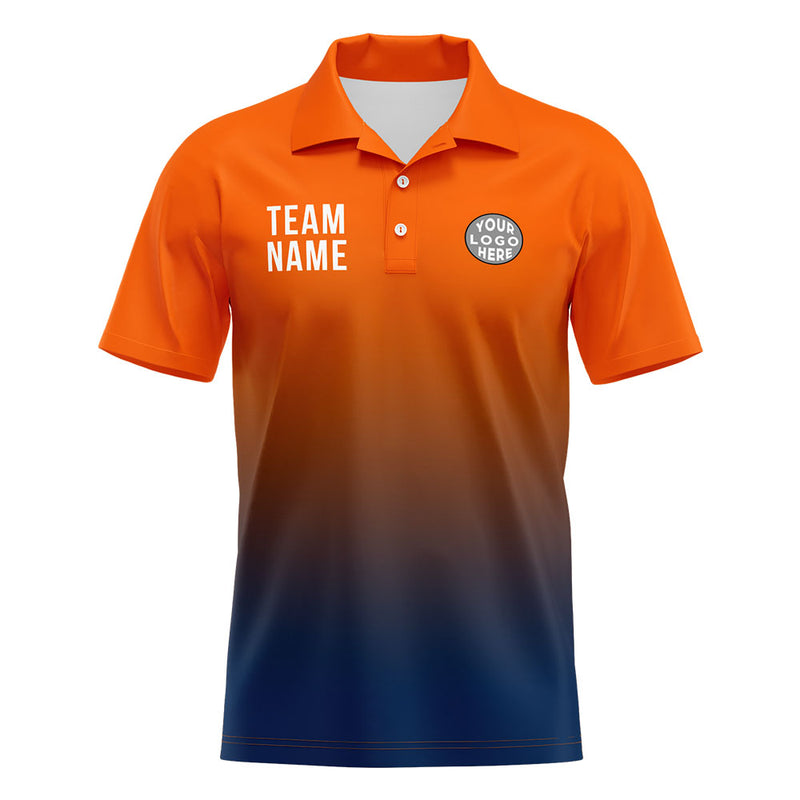 Custom Orange Navy Football Polo Shirts Add Your Unique Logo/Name/Number
