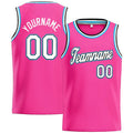 Custom Stitched Basketball Jersey for Men, Women And Kids Pink-White-Light Blue enthsush