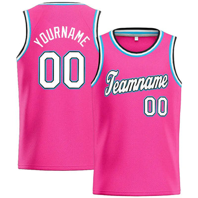 Custom Stitched Basketball Jersey for Men, Women And Kids Pink-White-Light Blue enthsush