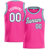 Custom Stitched Basketball Jersey for Men, Women And Kids Pink-White-Light Blue