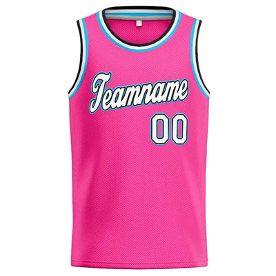 Custom Stitched Basketball Jersey for Men, Women And Kids Pink-White-Light Blue enthsush