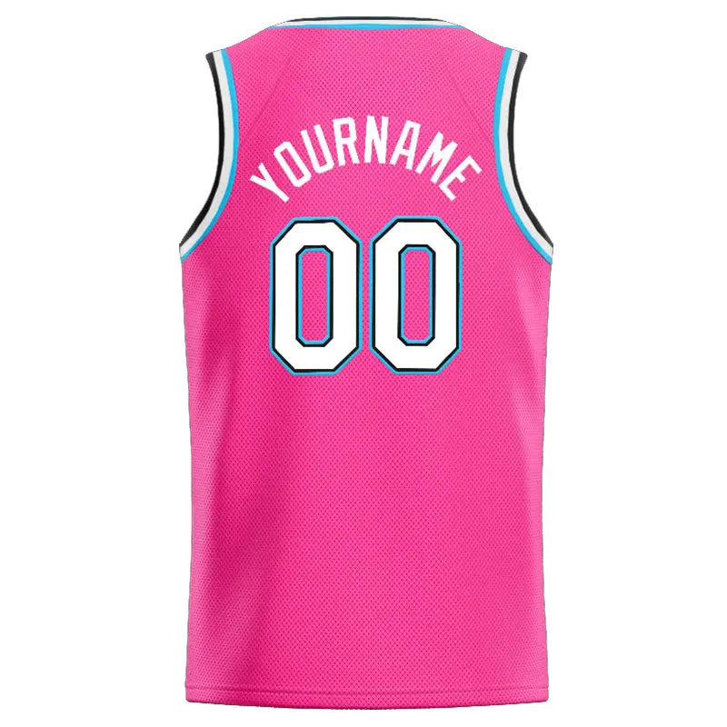 Custom Stitched Basketball Jersey for Men, Women And Kids Pink-White-Light Blue enthsush