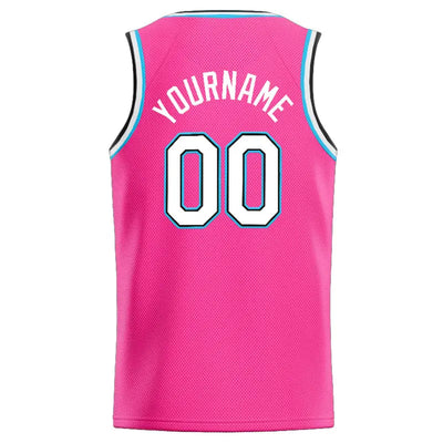 Custom Stitched Basketball Jersey for Men, Women And Kids Pink-White-Light Blue enthsush
