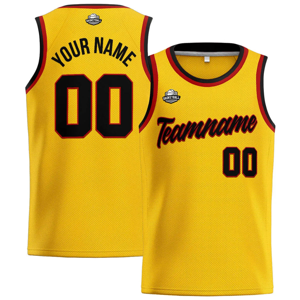 Custom Stitched Basketball Jersey for Men, Women  And Kids Yellow-Black-Red enthsush