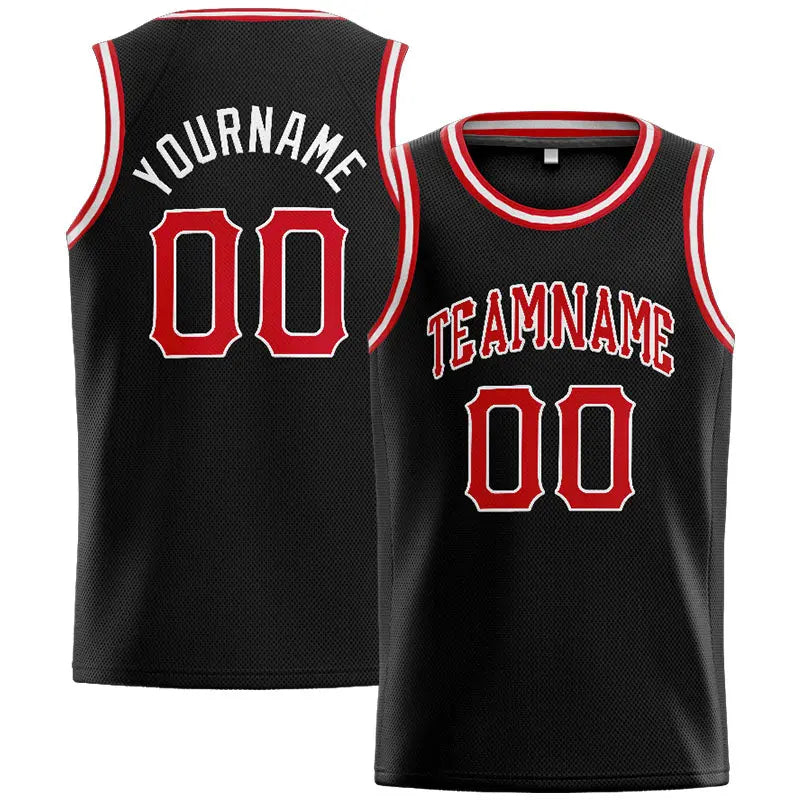 Custom Stitched Basketball Jersey for Men, Women And Kids Black-Red-White enthsush