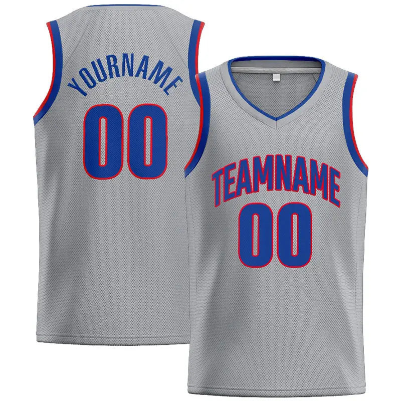 Custom Stitched Basketball Jersey for Men, Women And Kids Gray-Royal-Red enthsush