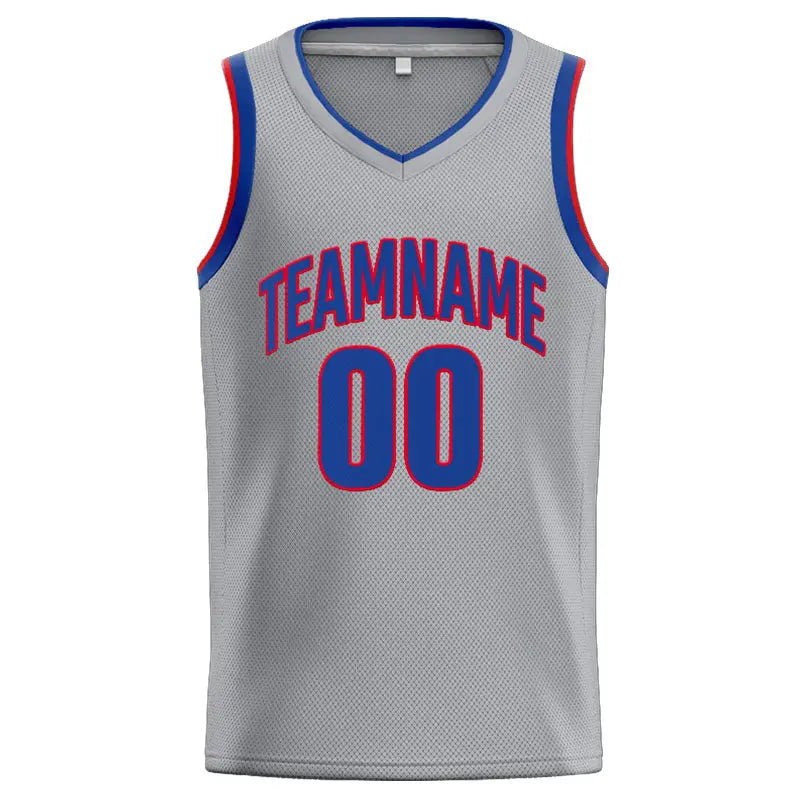 Custom Stitched Basketball Jersey for Men, Women And Kids Gray-Royal-Red enthsush