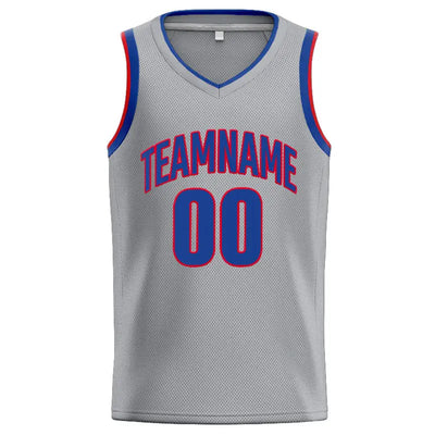 Custom Stitched Basketball Jersey for Men, Women And Kids Gray-Royal-Red enthsush