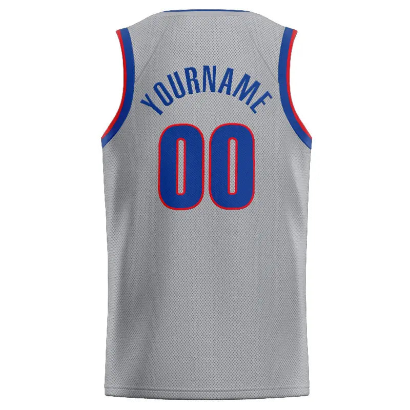 Custom Stitched Basketball Jersey for Men, Women And Kids Gray-Royal-Red enthsush