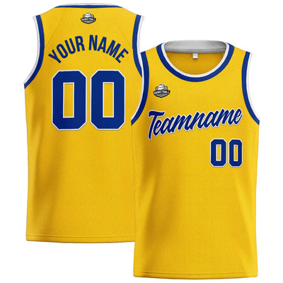 Custom Stitched Basketball Jersey for Men, Women  And Kids Yellow-Royal enthsush