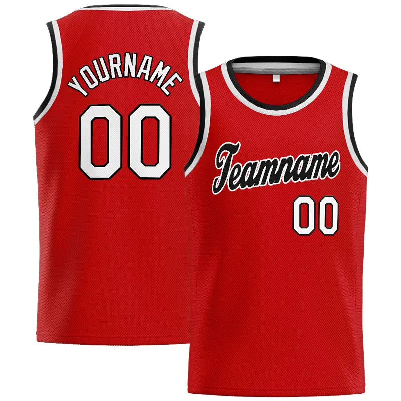 Custom Stitched Basketball Jersey for Men, Women And Kids Red-White-Black enthsush