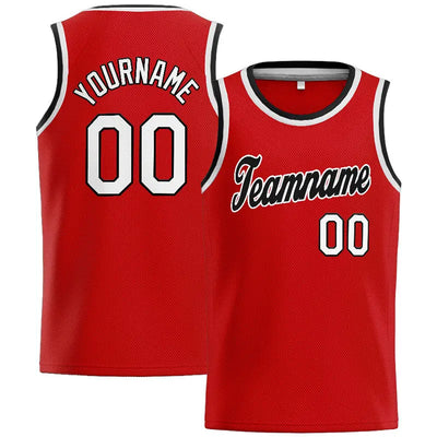 Custom Stitched Basketball Jersey for Men, Women And Kids Red-White-Black enthsush